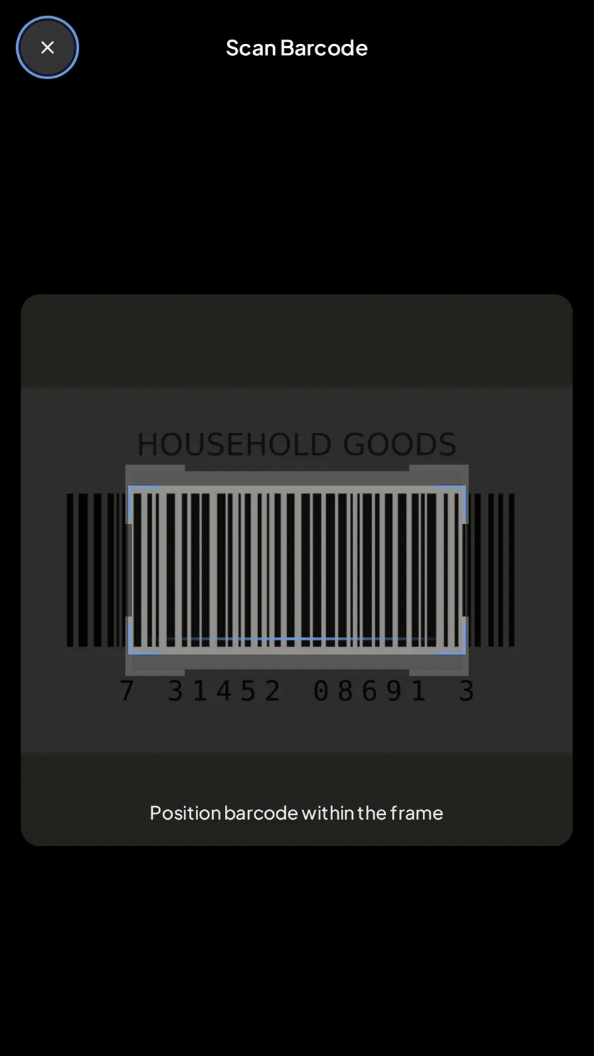 The barcode scanner reading a product barcode