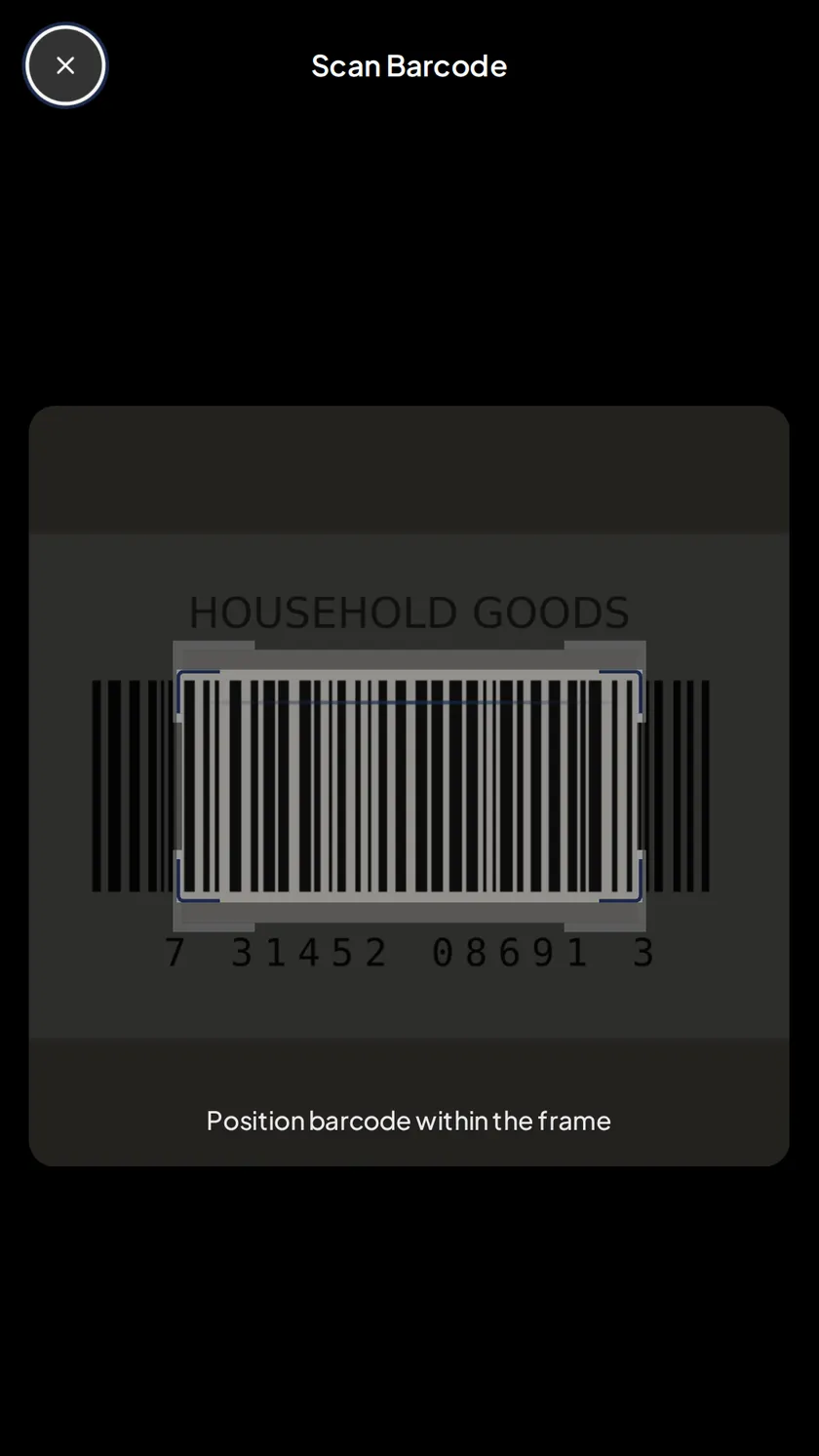 The barcode scanner reading a product barcode