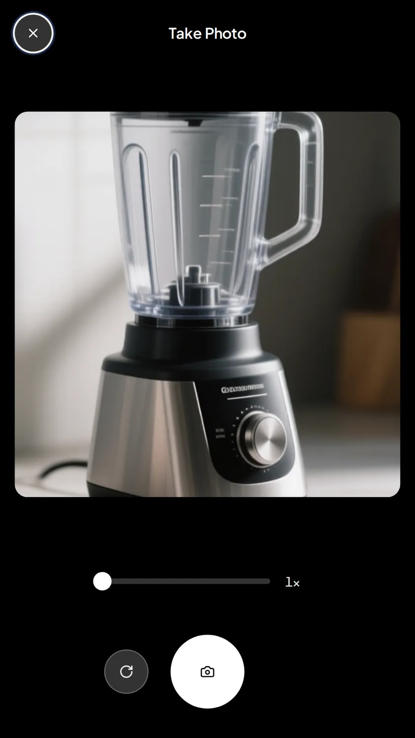 The Smart Scan camera pointed at a blender
