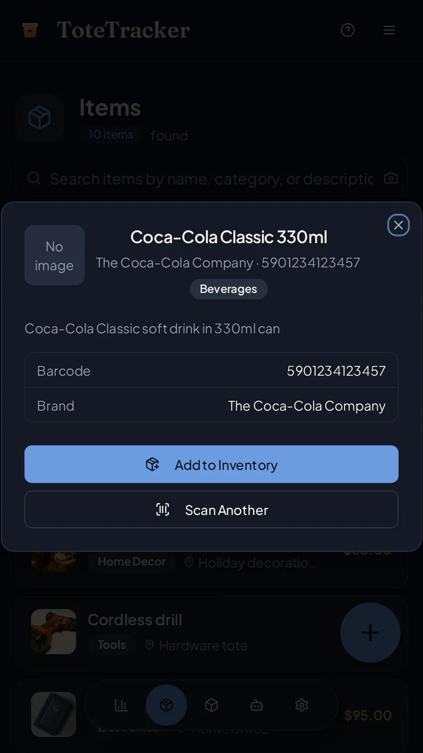 The product details a barcode lookup found